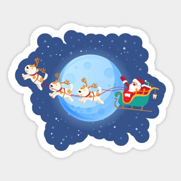 Santa Claus Riding Dog Sticker by Skylane